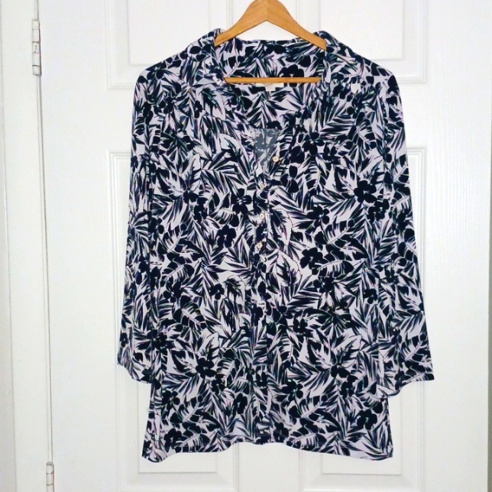 Charter Club Navy Print Top